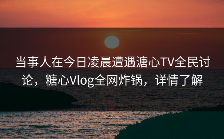 当事人在今日凌晨遭遇溏心TV全民讨论，糖心Vlog全网炸锅，详情了解